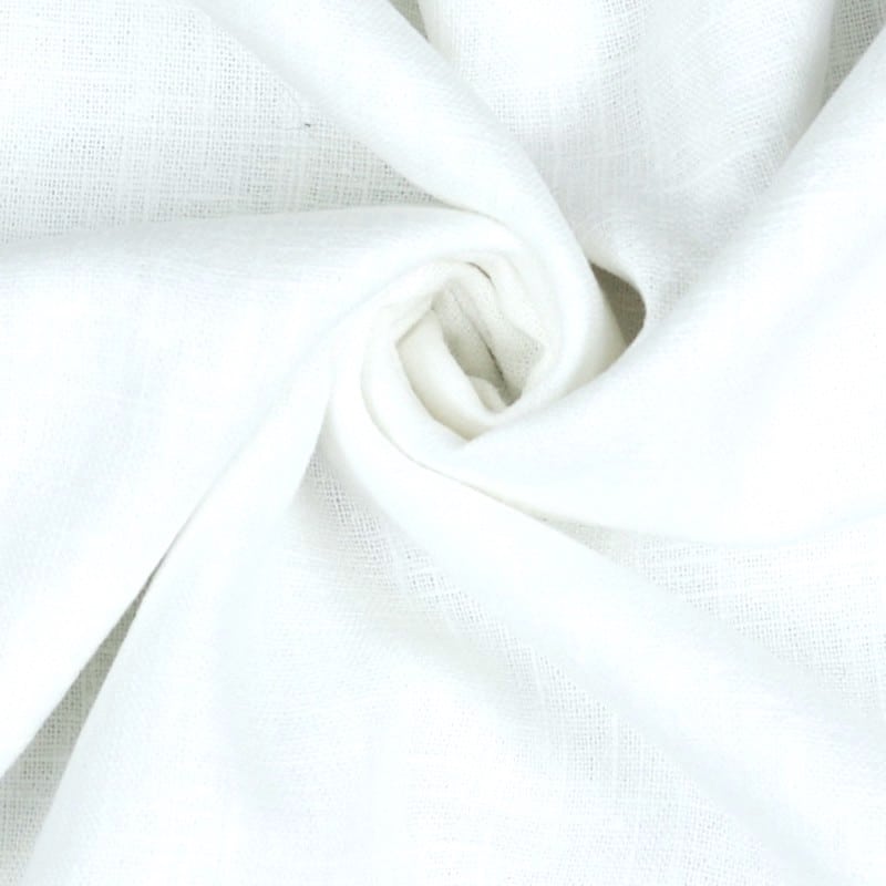 Bio Washed 100% Dressmaking Linen Fabric in White 02