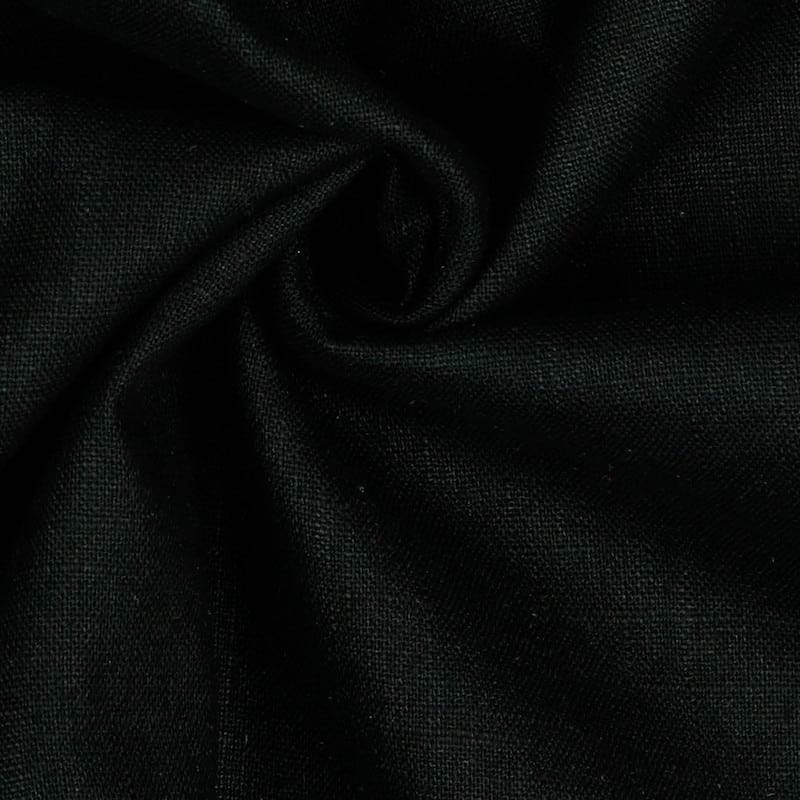 Bio Washed 100% Dressmaking Linen Fabric in Black 01