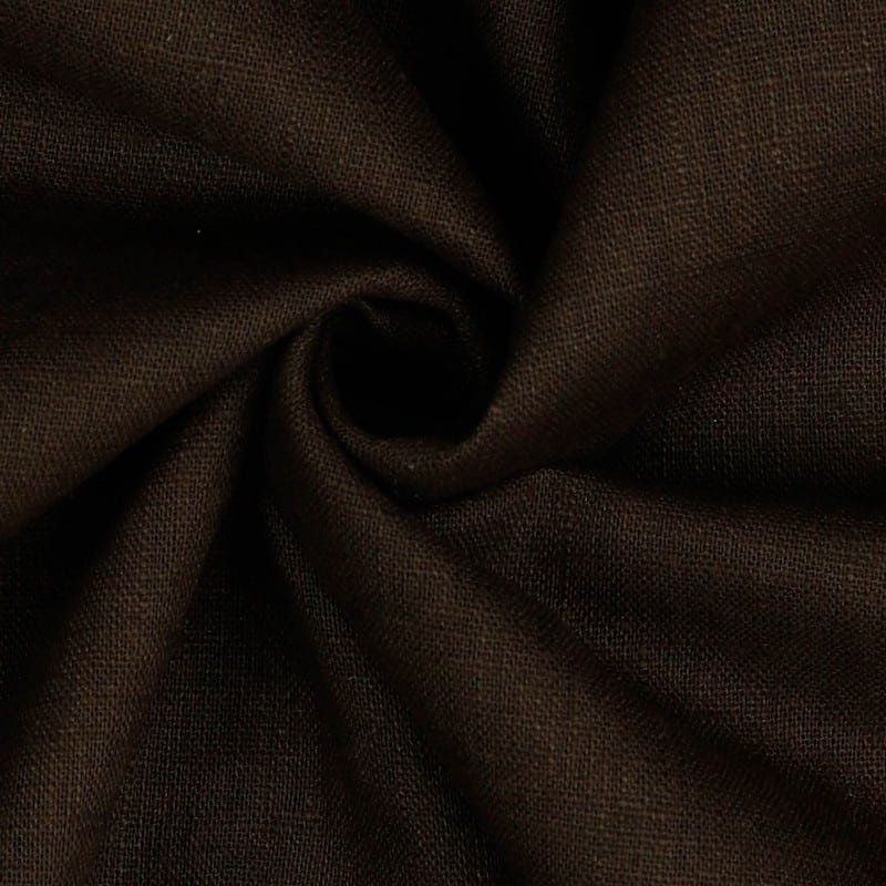 Bio Washed 100% Dressmaking Linen Fabric in Dark Brown 08