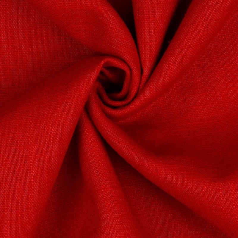 Bio Washed 100% Dressmaking Linen Fabric in Red 10