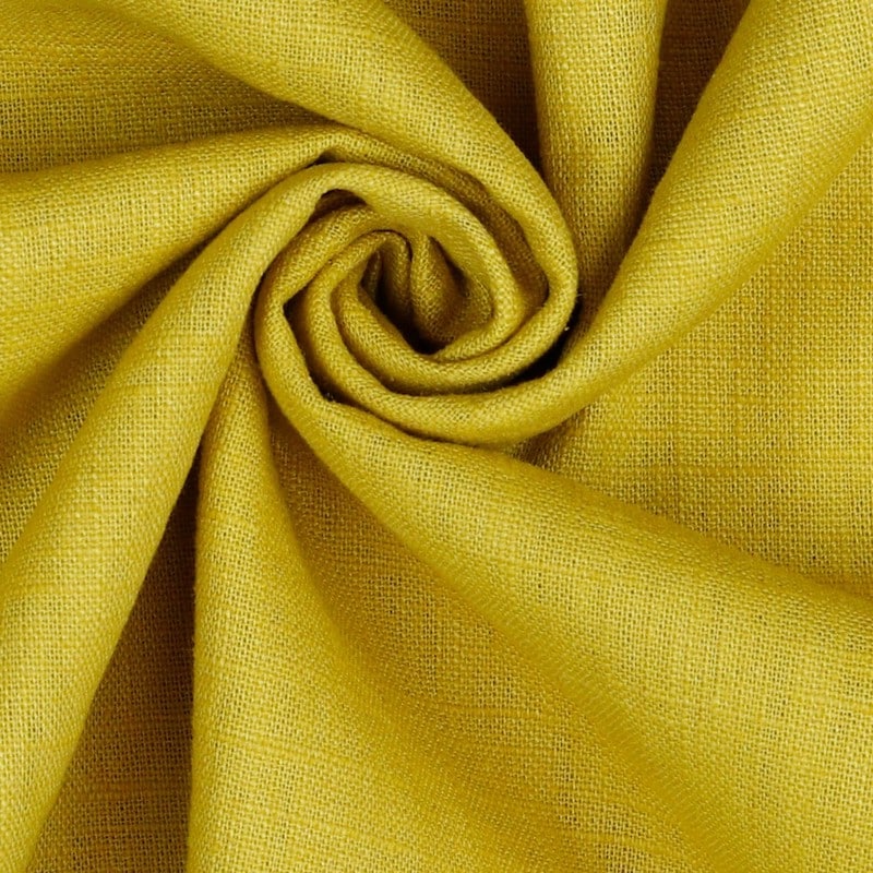 Bio Washed 100% Dressmaking Linen Fabric in Mustard Yellow / Gold 24