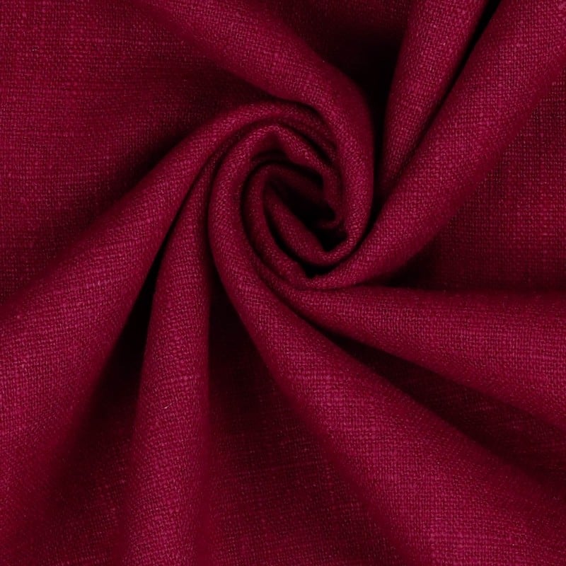 Bio Washed 100% Dressmaking Linen Fabric in Dark Rich Magenta 30