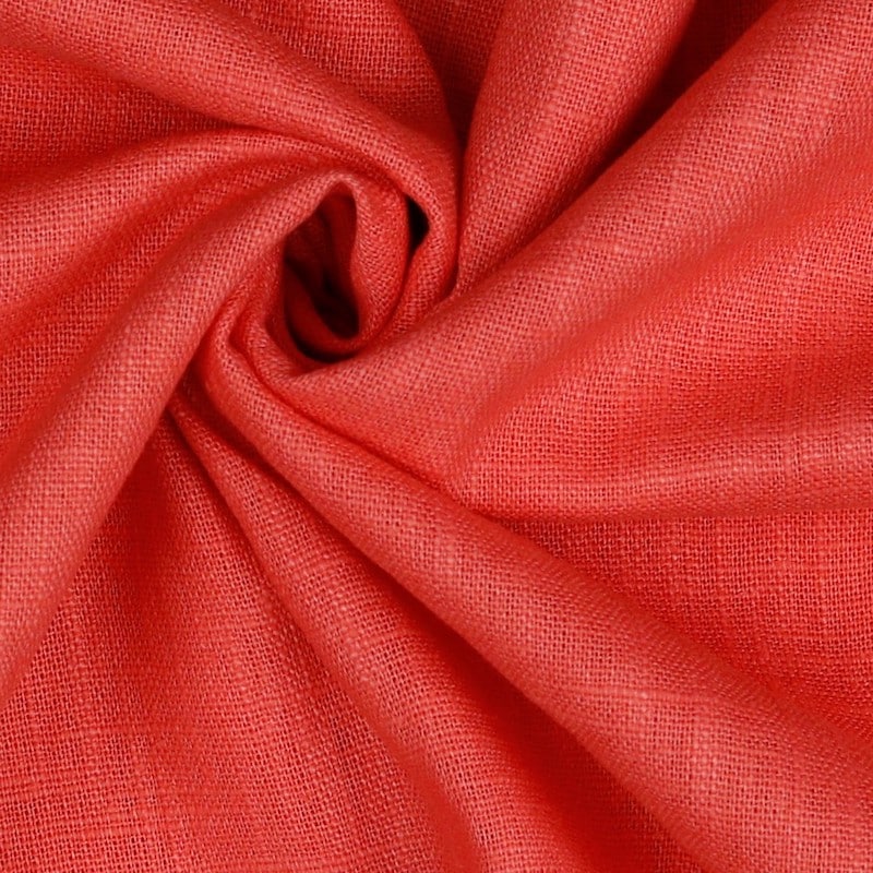 Bio Washed 100% Dressmaking Linen Fabric in Coral 31