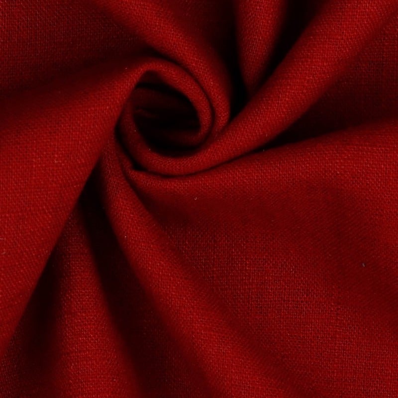 Bio Washed 100% Dressmaking Linen Fabric in Dark Cherry Red 35