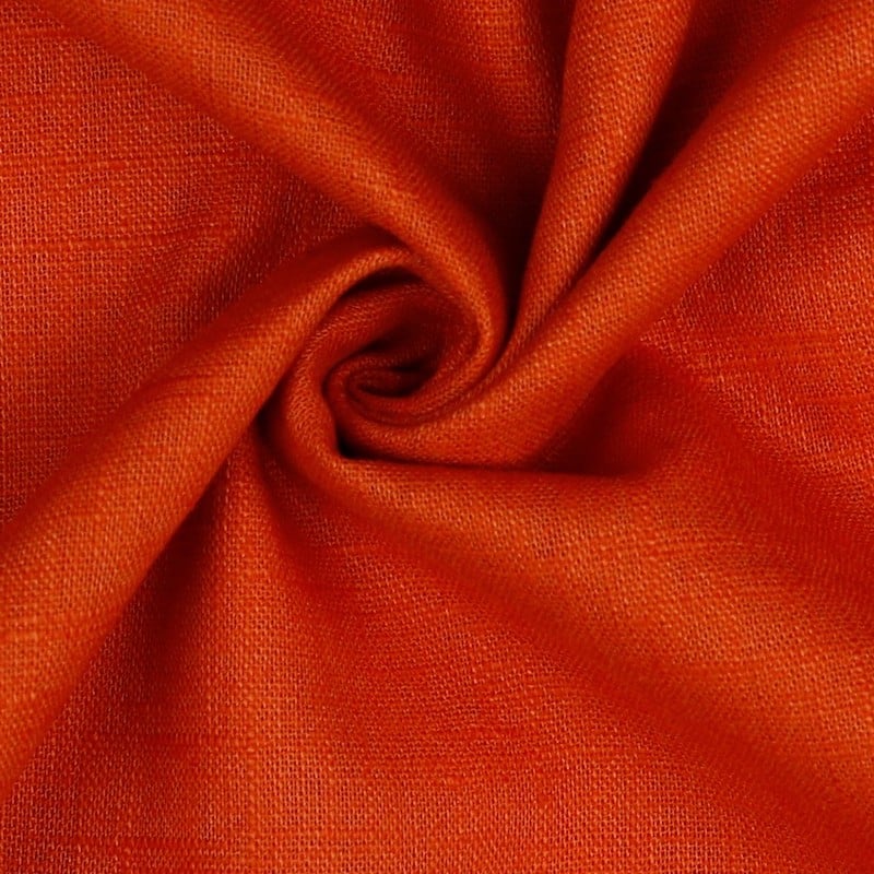 Bio Washed 100% Dressmaking Linen Fabric in Tangerine 39