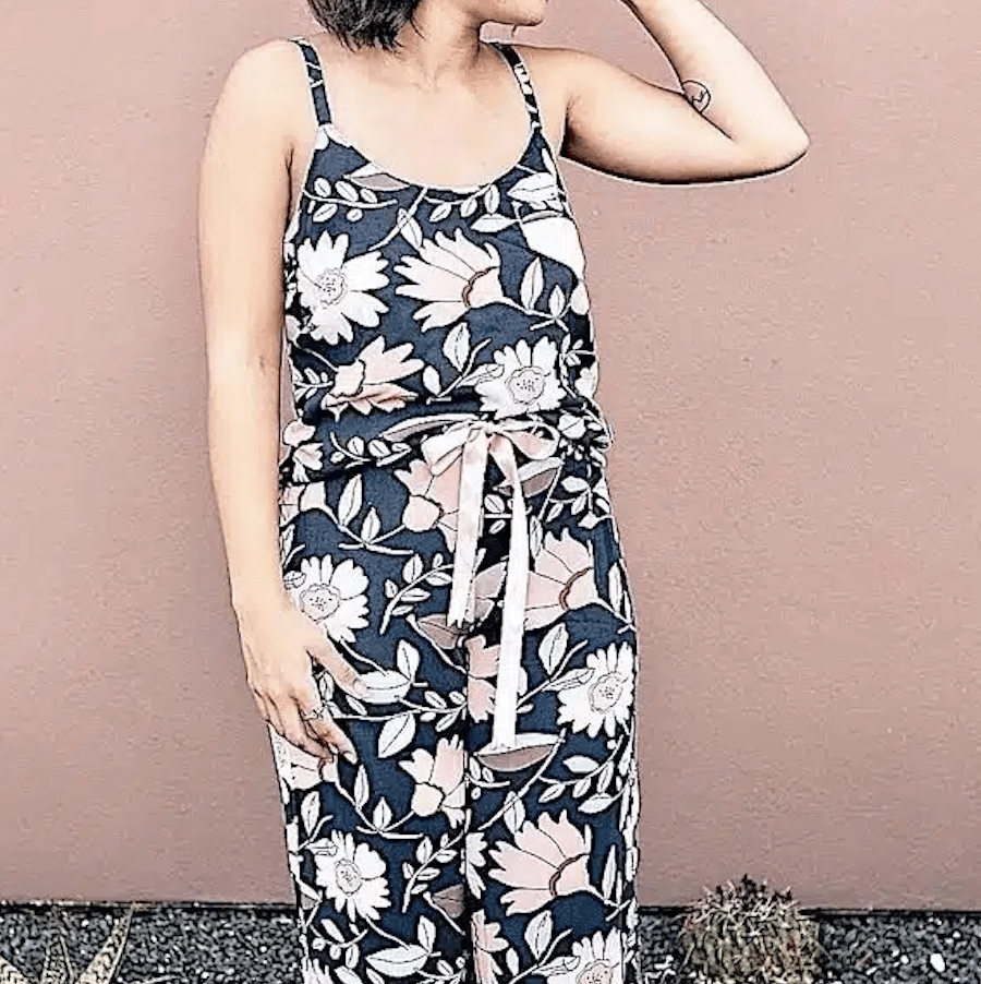 Model Wearing Sew To Grow Sewing Pattern for Night Garden Pyjama PJ's