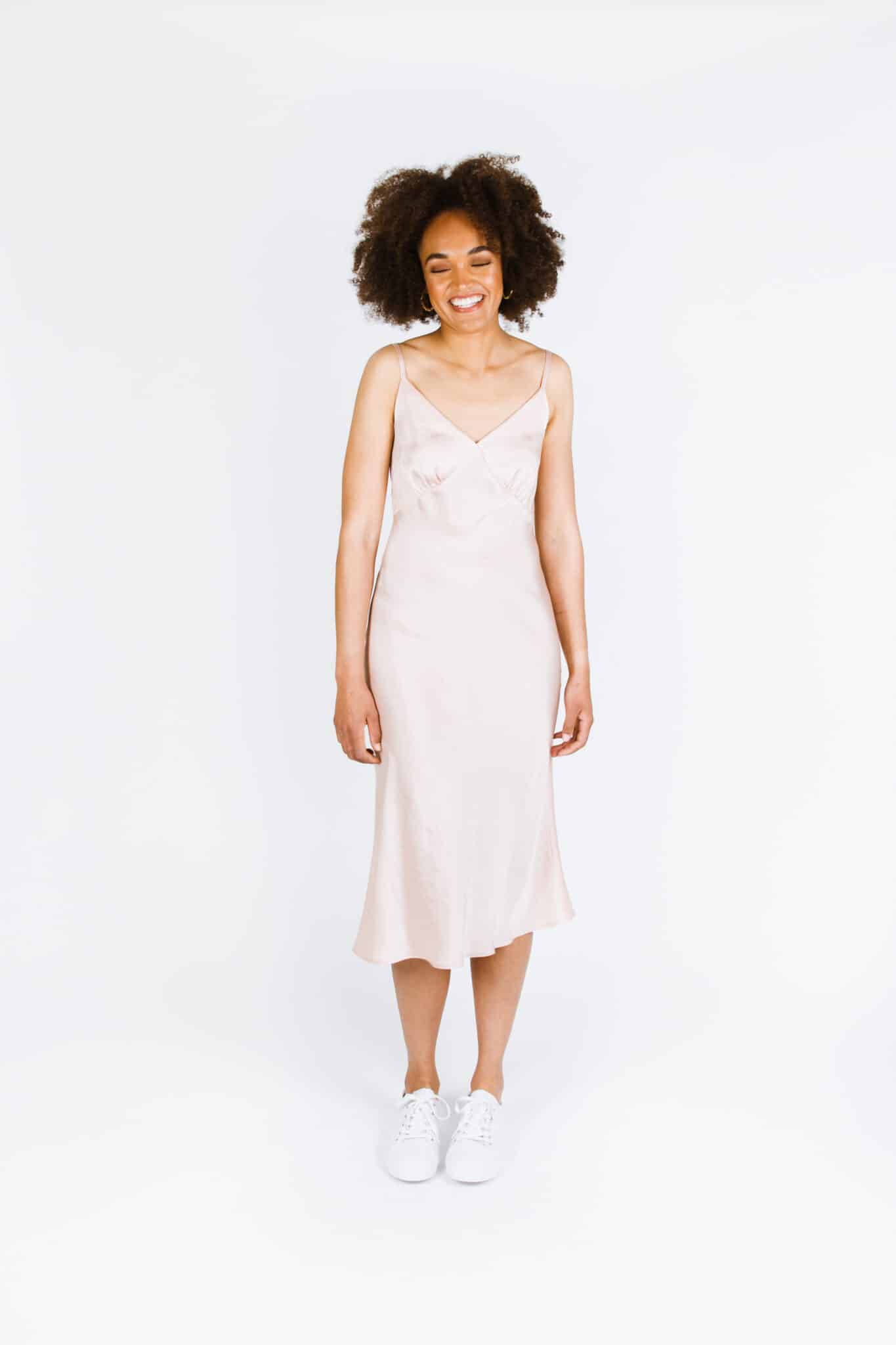 Fashion Model Wearing Papercut Sewing Patterns for Maya Cami / Dress - Intermediate
