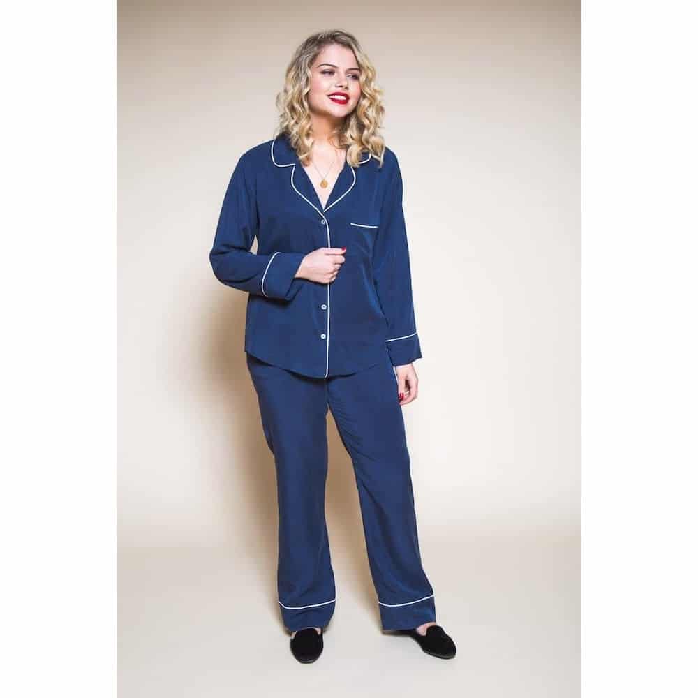 Fashion Model Wearing Closet Core Sewing Pattern for Carolyn Pyjamas - Intermediate