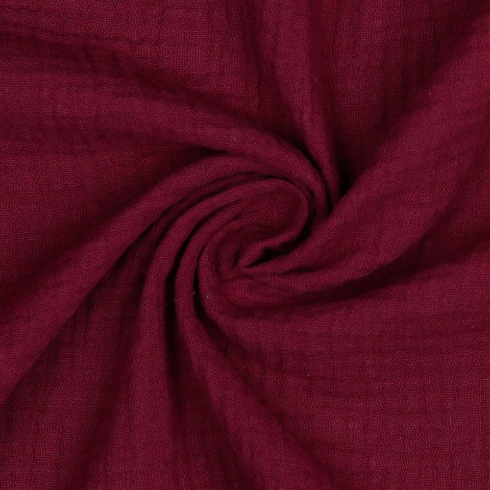 Organic Double Gauze Cotton Fabric in Plain in Redberry 39