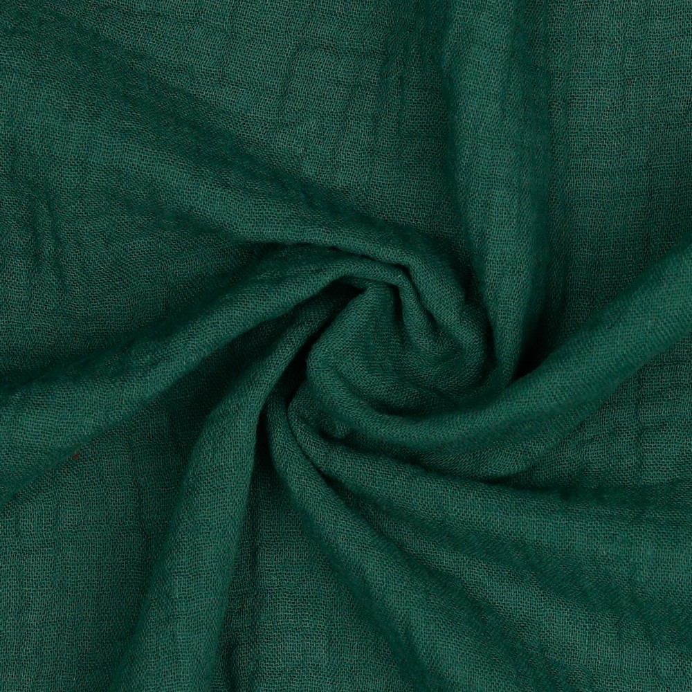 Organic Double Gauze Cotton Fabric in Plain in Dark Old Green 40