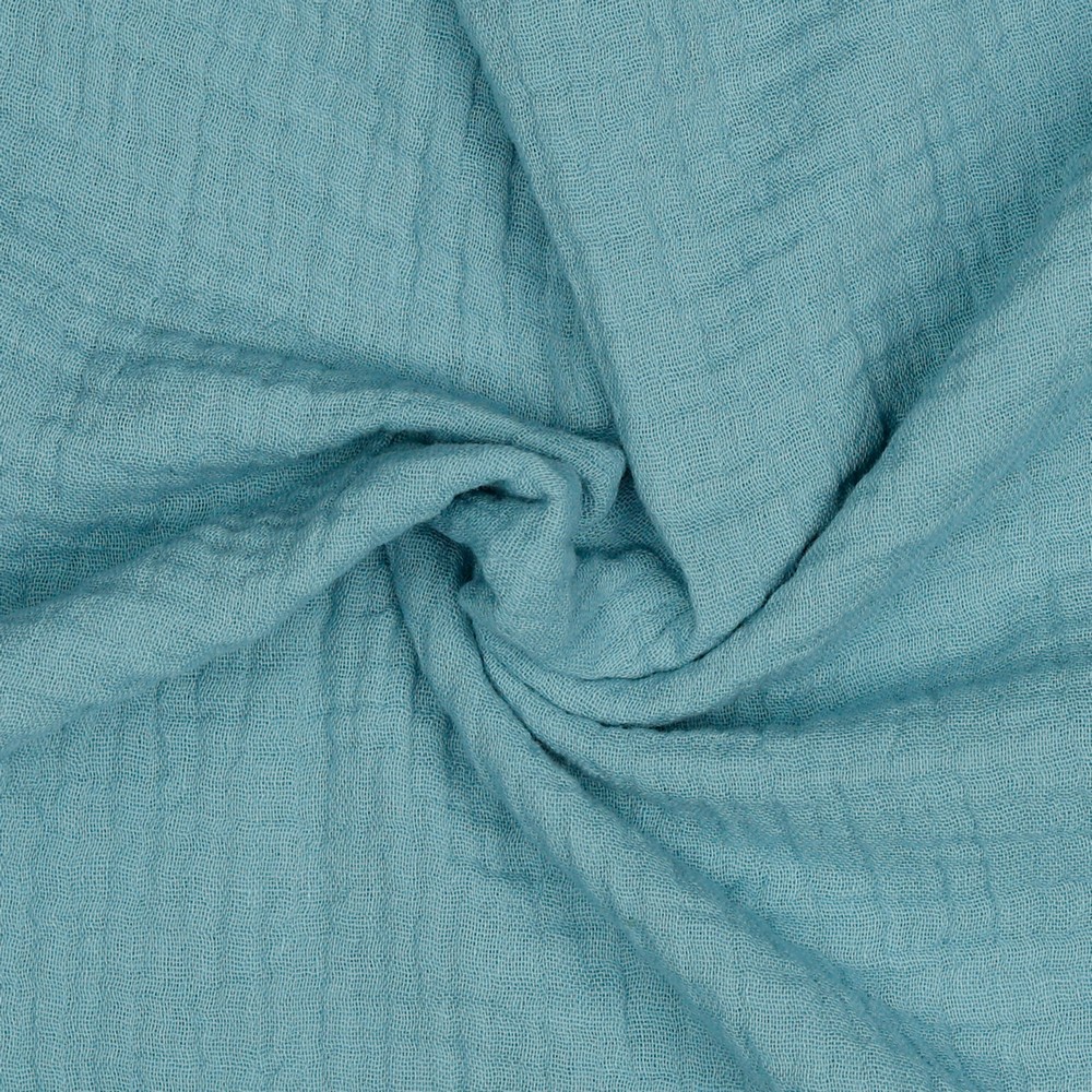 Organic Double Gauze Cotton Fabric in Plain in Ocean 43