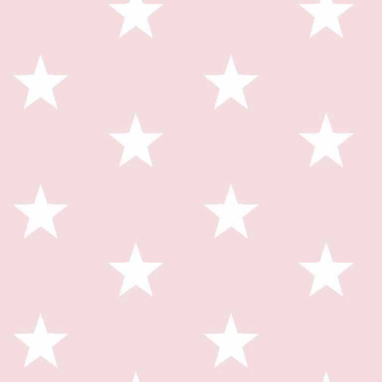 Cotton Classics Fabric in Pale Pink in Stars in Large White Star on Pale Pink