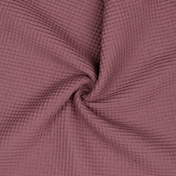 Cotton Honeycomb Waffle Plain Towelling & Dressmaking Fabric in Rich Mauve