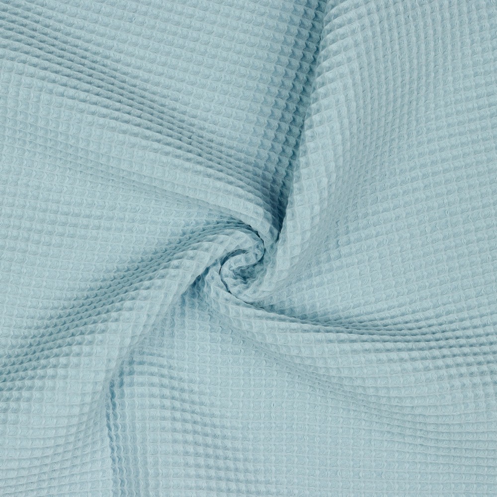 Cotton Honeycomb Waffle Plain Towelling & Dressmaking Fabric in Light Blue