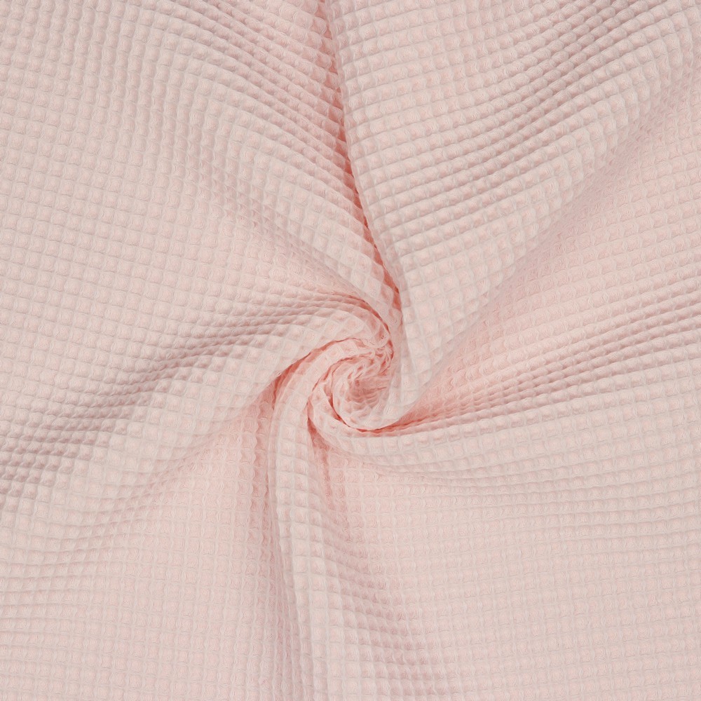 Cotton Honeycomb Waffle Plain Towelling & Dressmaking Fabric in Light Pink