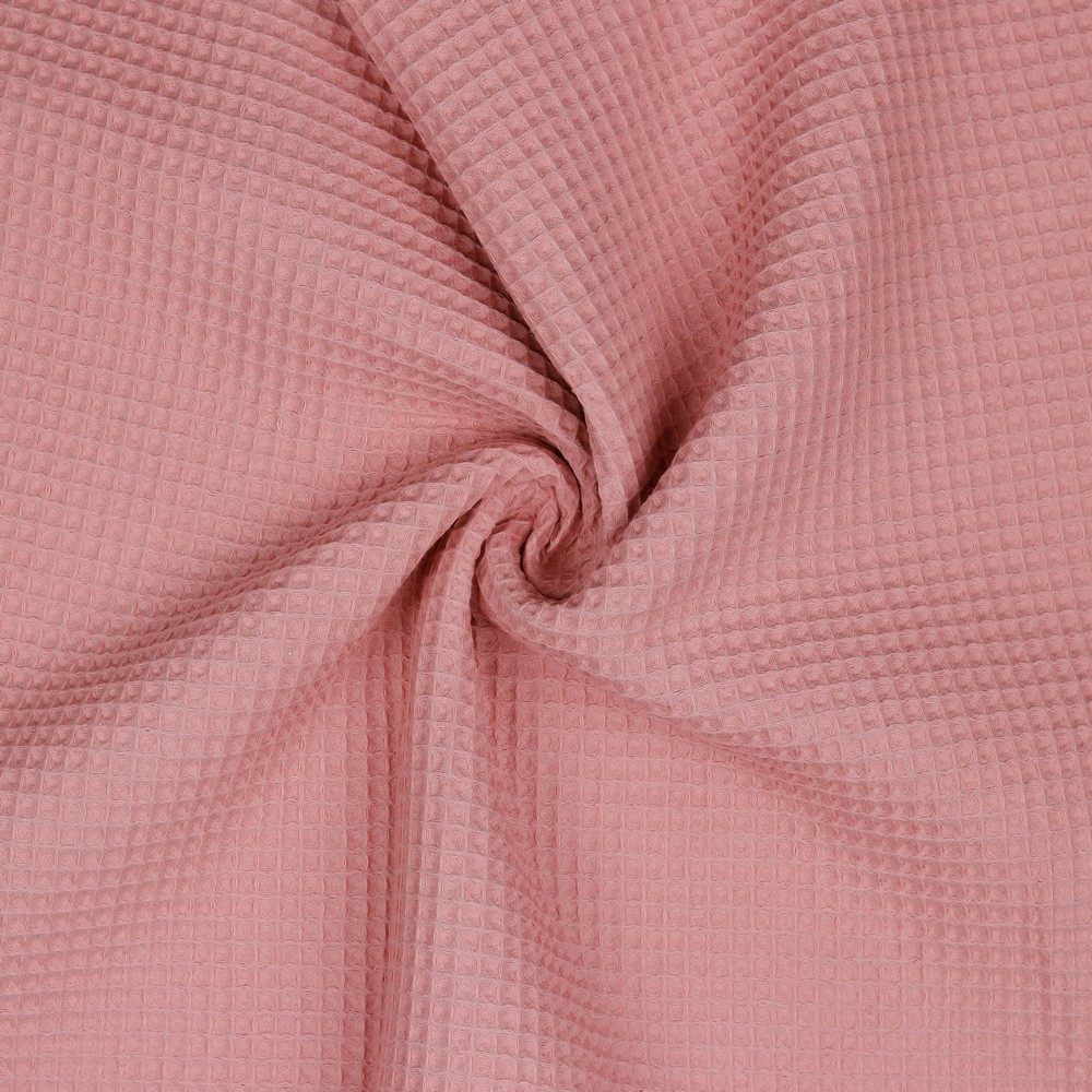 Cotton Honeycomb Waffle Plain Towelling & Dressmaking Fabric in Rose Blush
