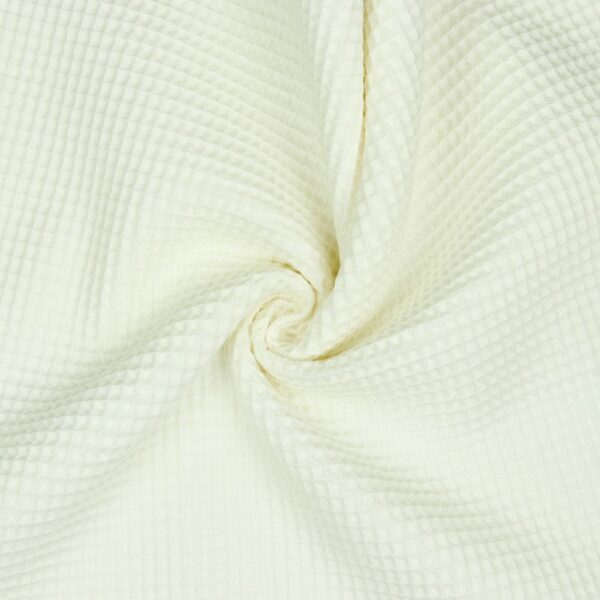 Cotton Honeycomb Waffle Plain Towelling & Dressmaking Fabric in Cream
