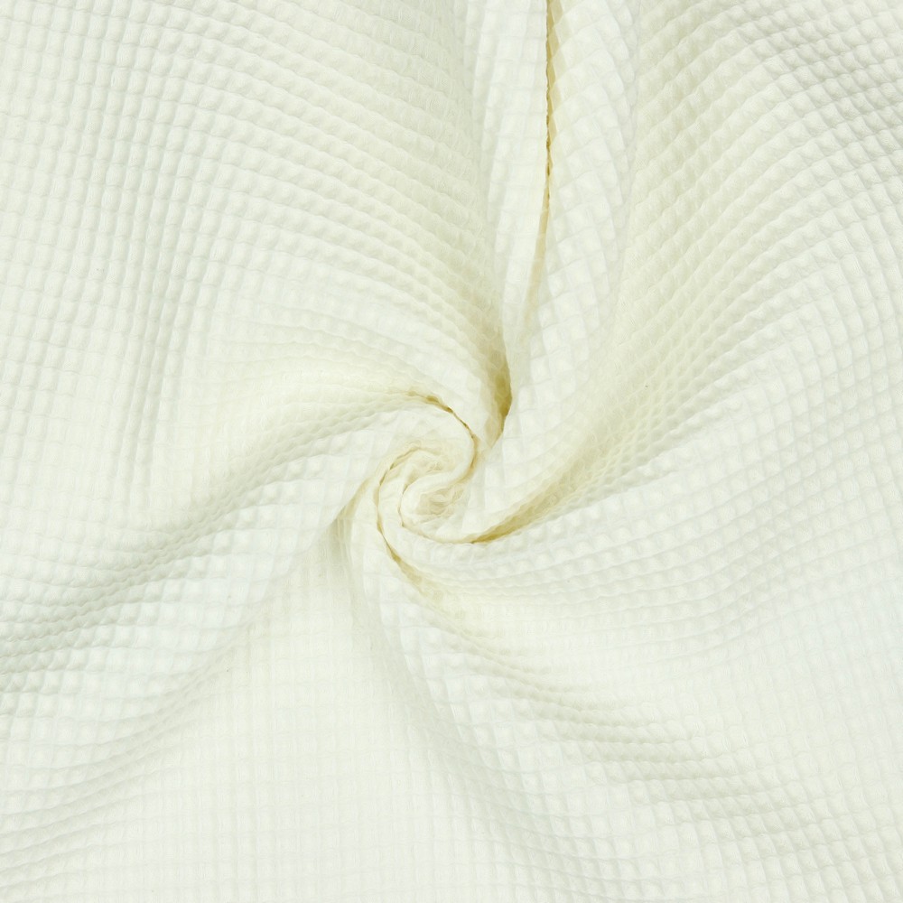 HomeBuy Cotton Waffle Pique Honeycombe Fabric Material - 150Cm Wide (Ecru  Cream)