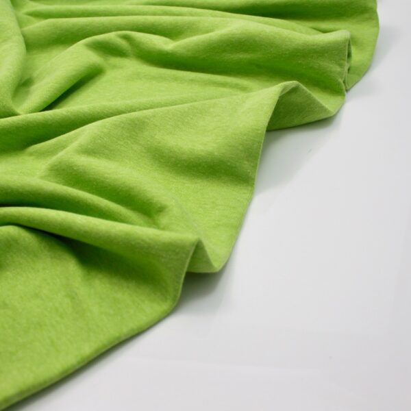 Brushed / Fleece Back Sweatshirt Jersey Dress Fabric in Melange in Brilliant Lime