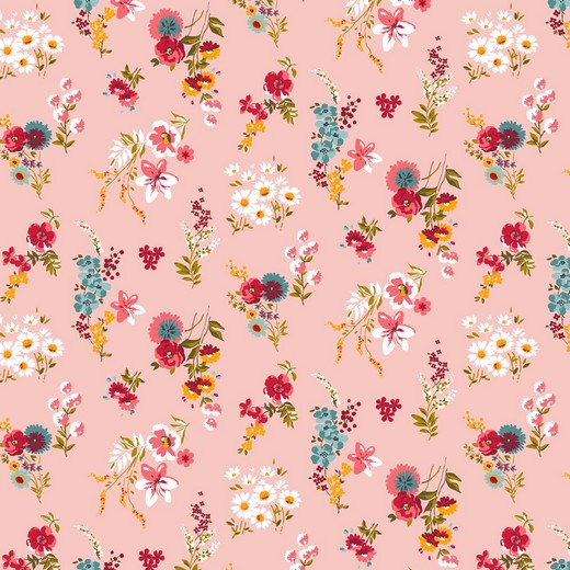 Cotton Classics Fabric Pretty Garden Poplin in Pink
