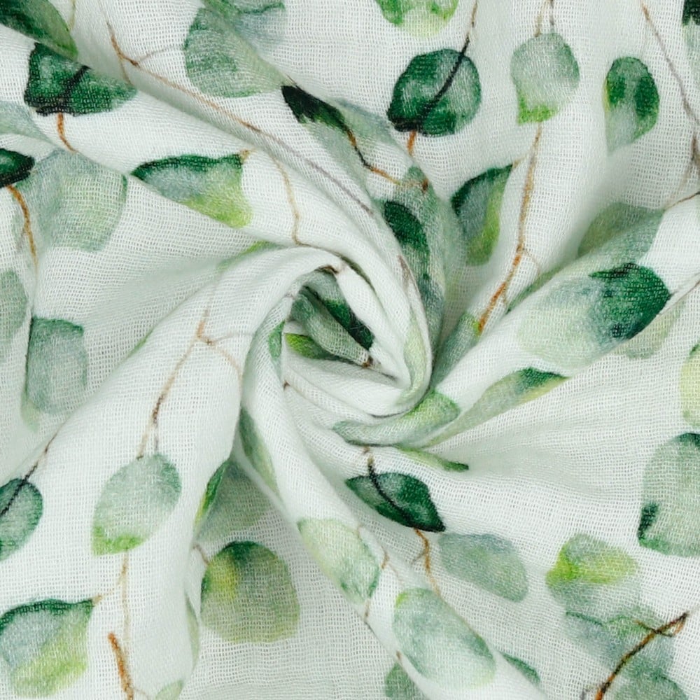 Organic Cotton Double Gauze Fabric in Garden Green