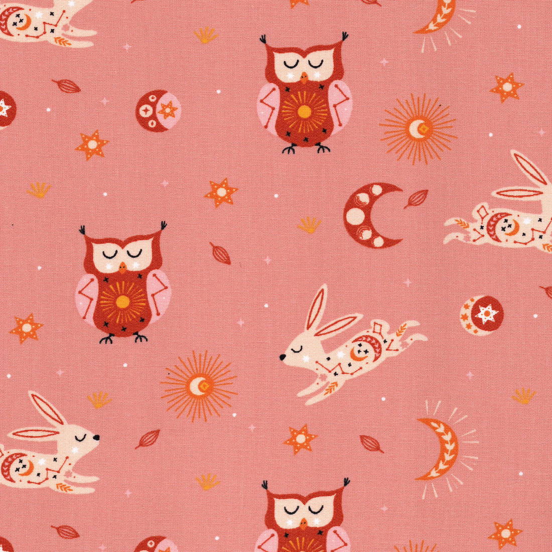 Brushed Cotton Fabric Heavenly Rabbits in Blush