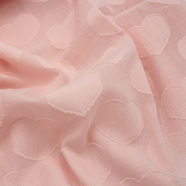 Cotton Jacquard Hearts Lawn in Pink