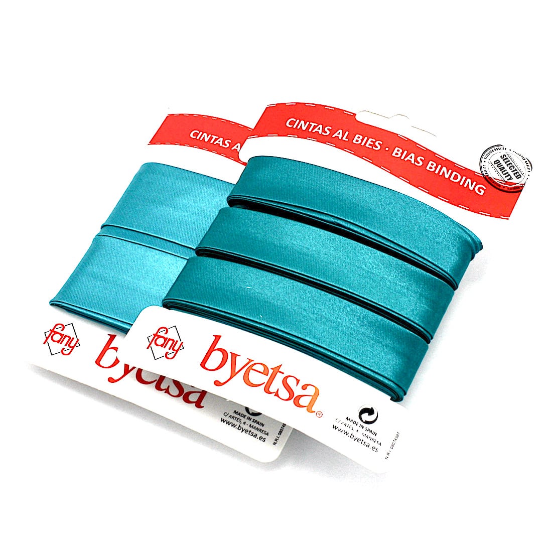 5 metres of Pre-packed Satin Bias Binding Tape in 18mm and 30mm width in Kingfisher 23