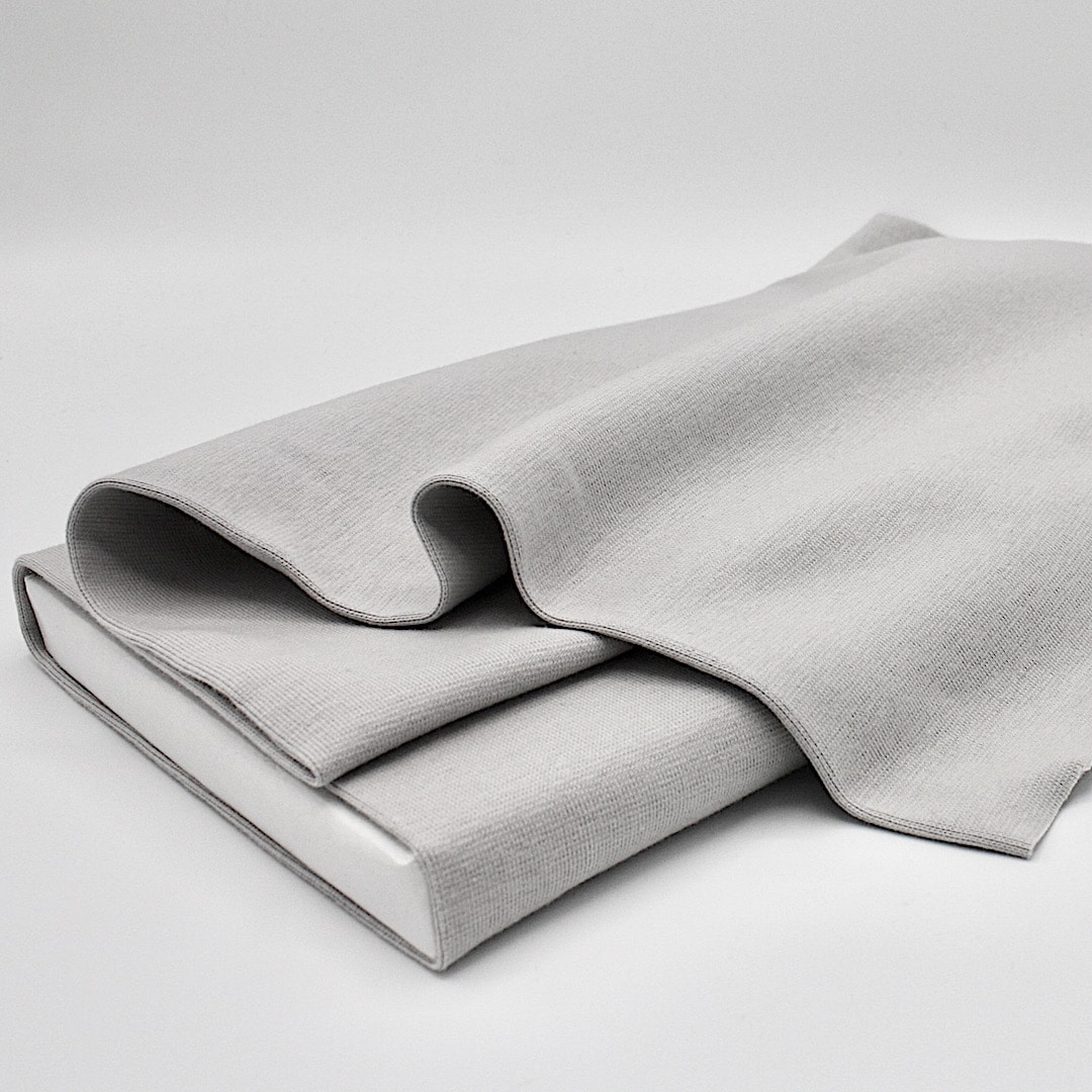 Organic Cotton Jersey Tubular Cuffing Fabric Plain in Light Grey 04