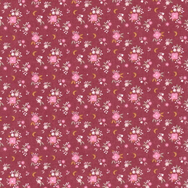 Flomi Floral Cotton Fabric in All Rich Red 2u