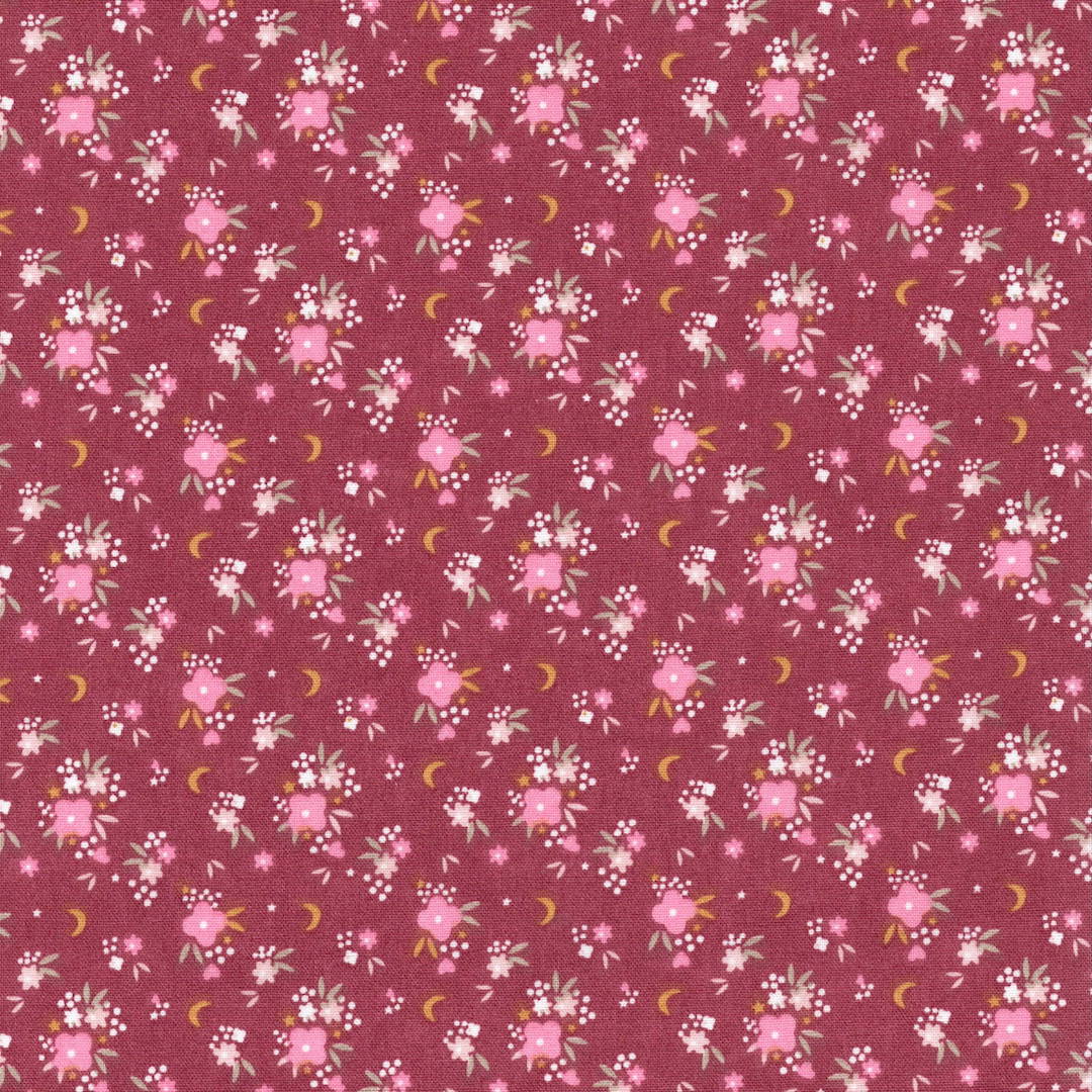 Flomi Floral Cotton Fabric in All Rich Red 2u