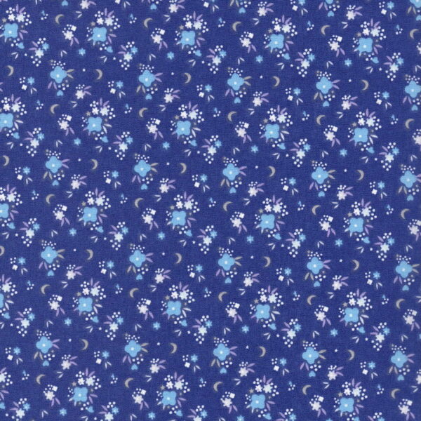 Flomi Floral Cotton Fabric in All Blue 3u