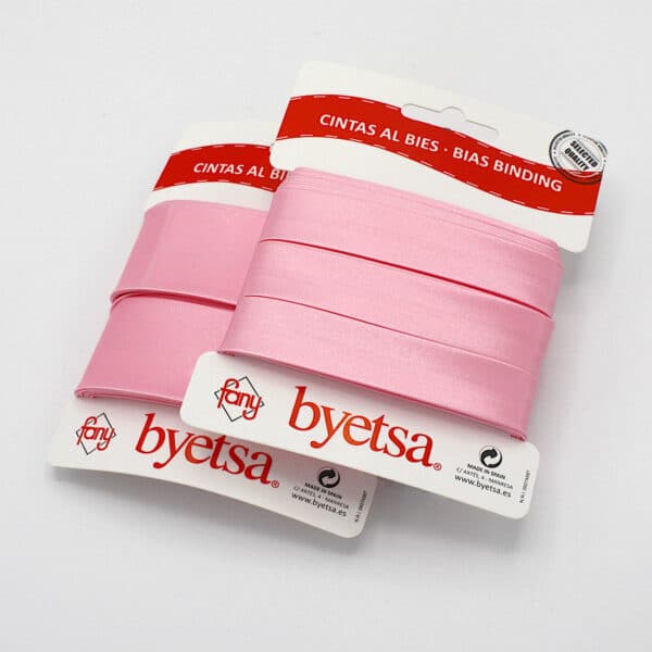 5 metres of Pre-packed Satin Bias Binding Tape in 18mm and 30mm width in Blush Pink 32