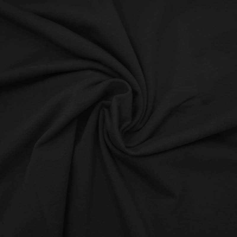 Organic Cotton Jersey Dress Fabric Plain in Black 01