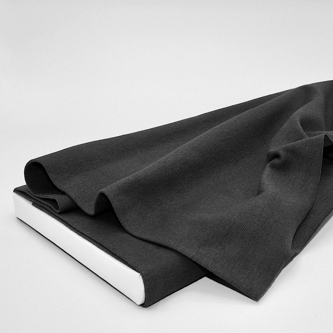 Organic Cotton Jersey Tubular Cuffing Fabric Plain in Black 01