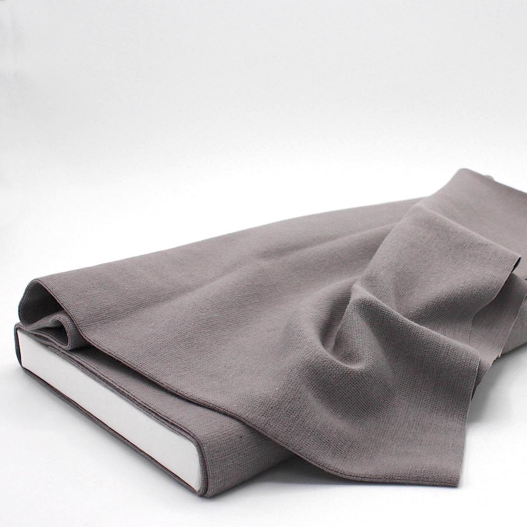 Organic Cotton Jersey Tubular Cuffing Fabric Plain in Mid Grey 03