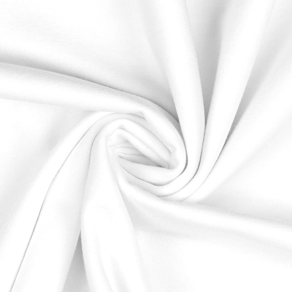 Organic Cotton Jersey Dress Fabric Plain in White 05