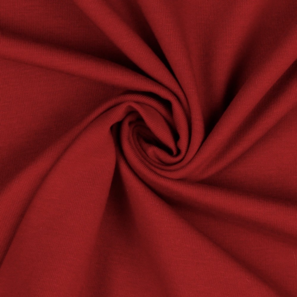 Organic Cotton Jersey Dress Fabric Plain in Rich Red 09