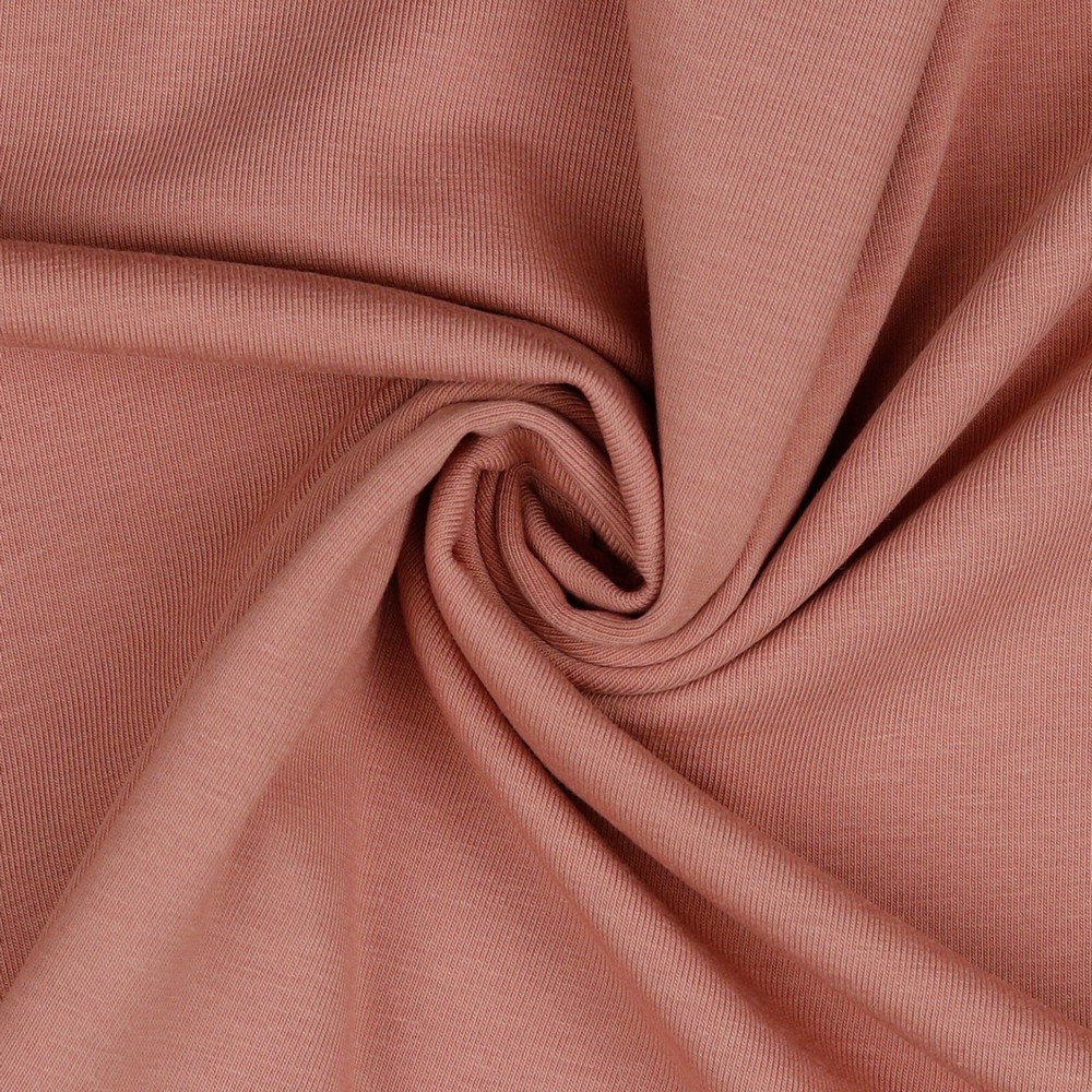 Organic Cotton Jersey Dress Fabric Plain in Rich Blush 10
