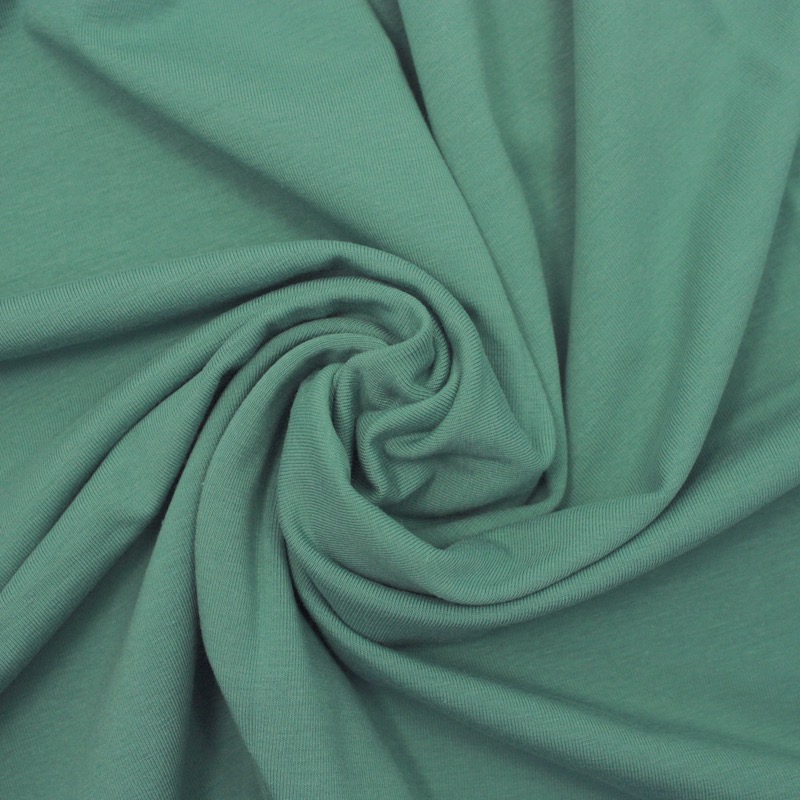 Organic Cotton Jersey Dress Fabric Plain in Eucalyptus 14