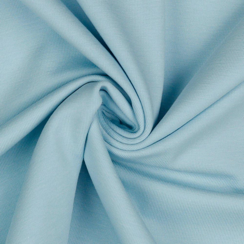 Organic Cotton Jersey Dress Fabric Plain in Light Blue 16