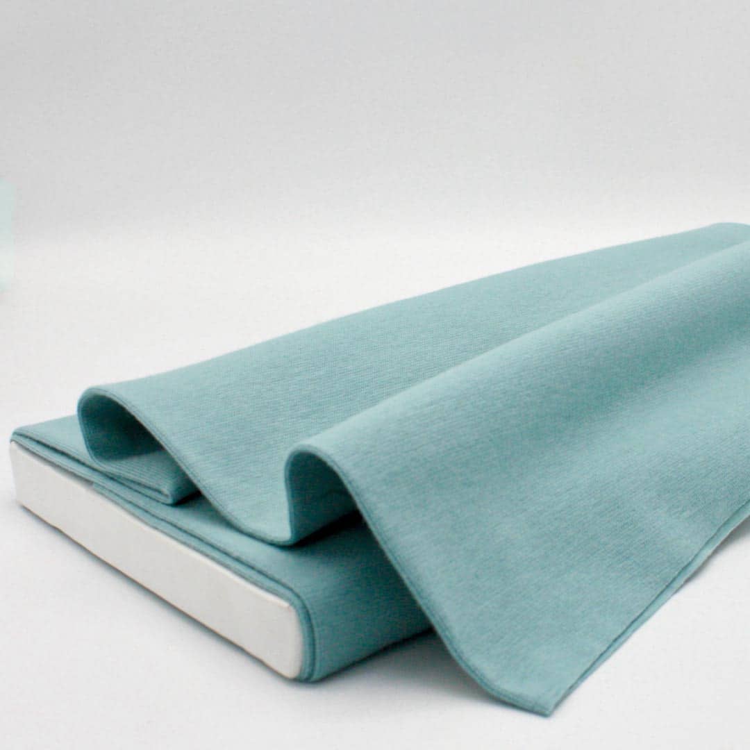 Organic Cotton Jersey Tubular Cuffing Fabric Plain in Dusty Aqua 17