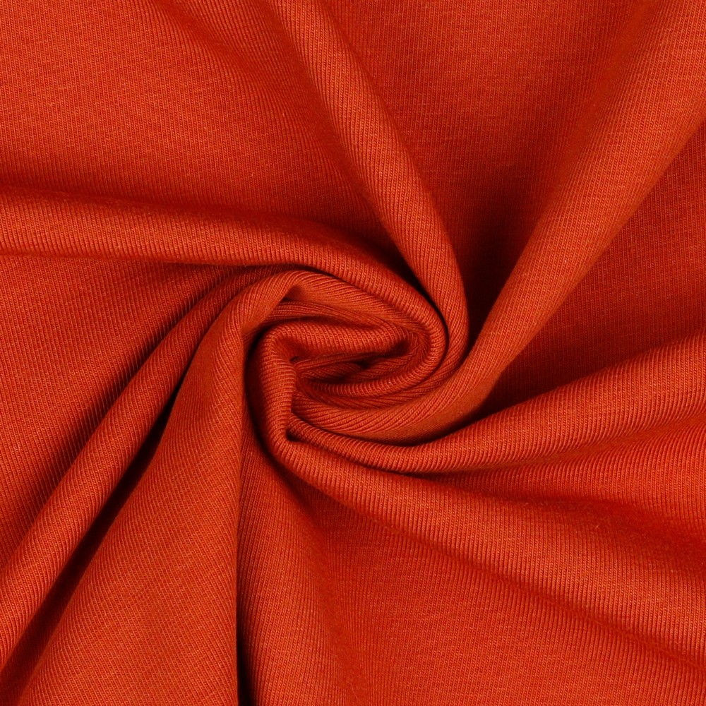 Organic Cotton Jersey Dress Fabric Plain in Rust 25