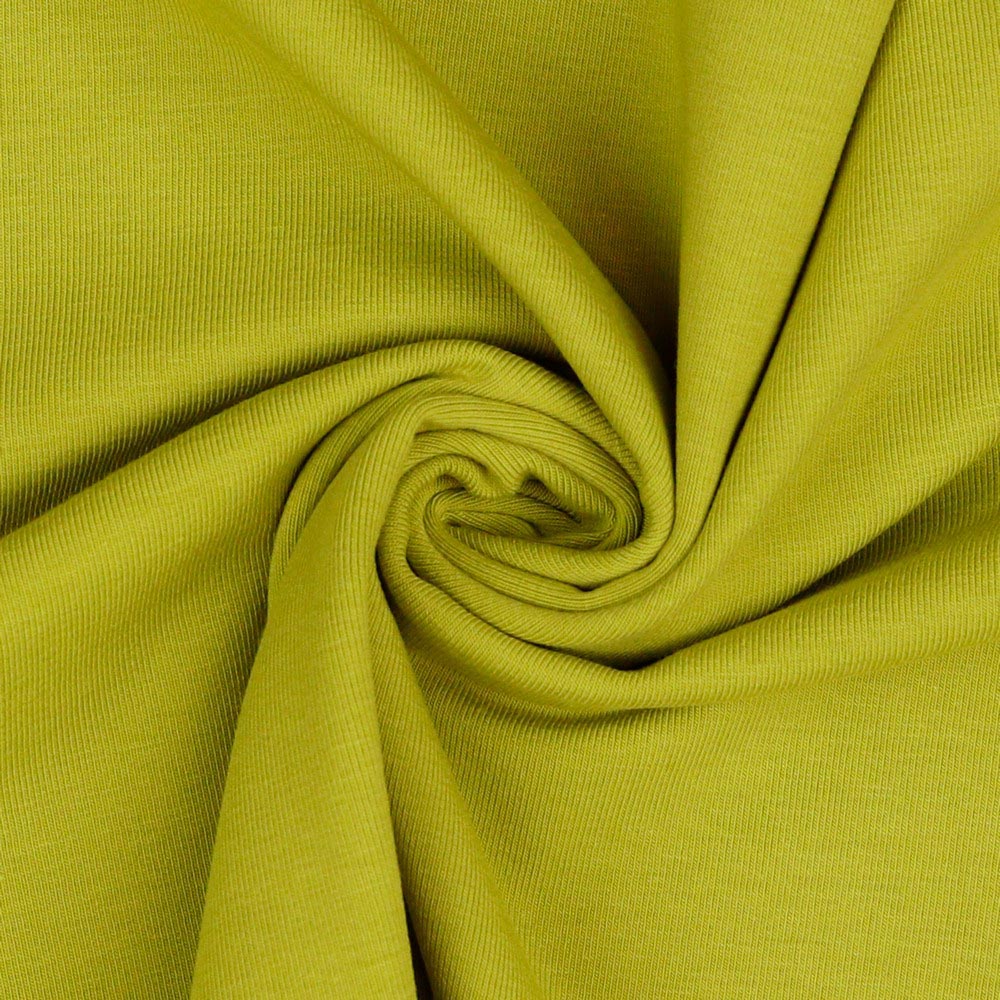Organic Cotton Jersey Dress Fabric Plain in Chartreuse 30