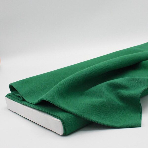 Organic Cotton Jersey Tubular Cuffing Fabric Plain in Emerald 32