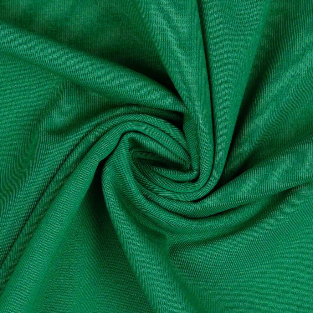 Organic Cotton Jersey Dress Fabric Plain in Emerald 32