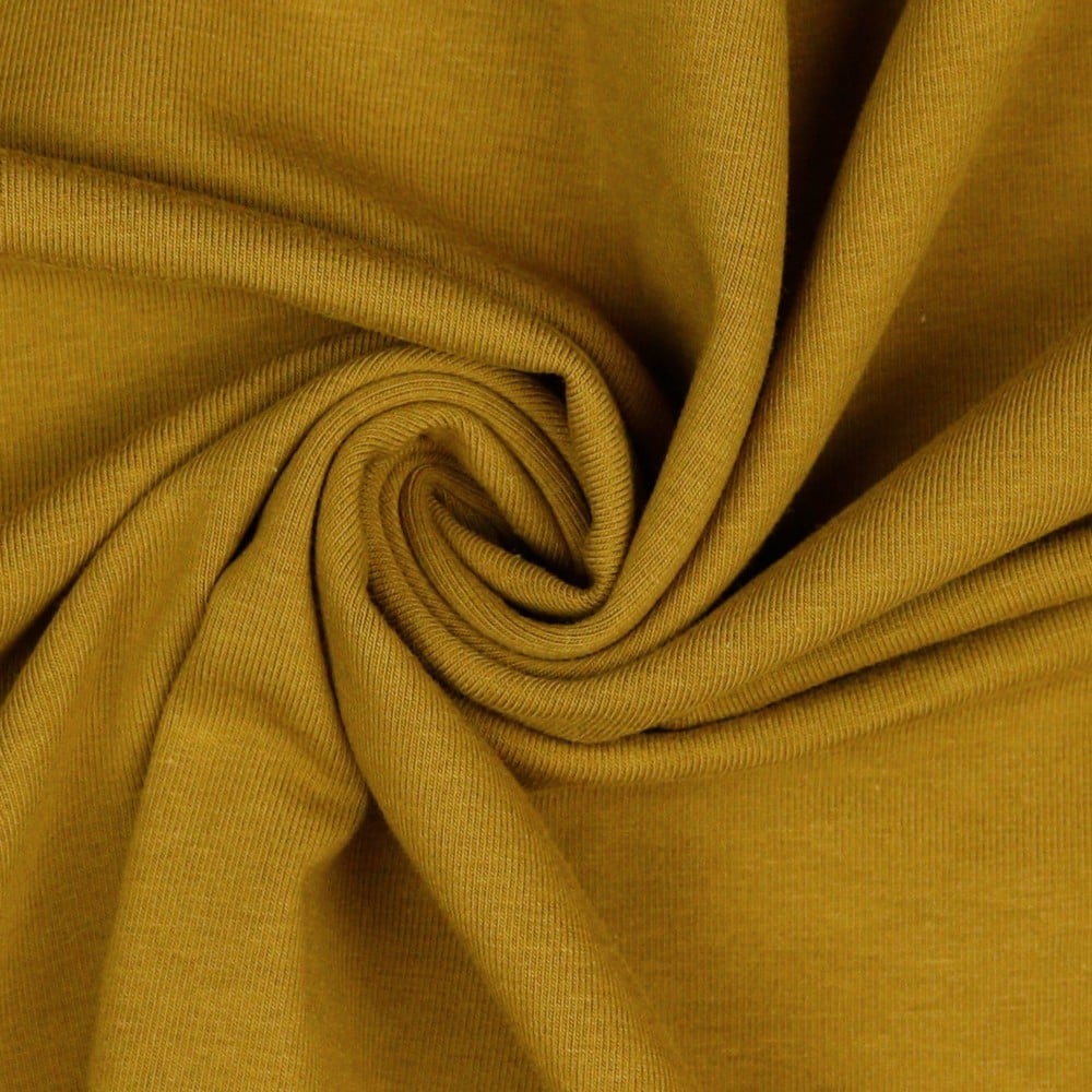 Organic Cotton Jersey Dress Fabric Plain in Mid Camel 42