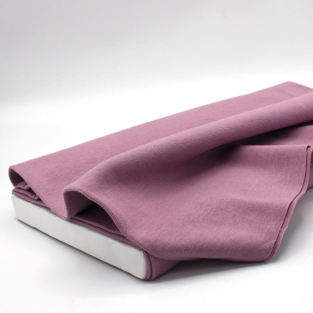 Organic Cotton Jersey Tubular Cuffing Fabric Plain in Dusty Mauve 44