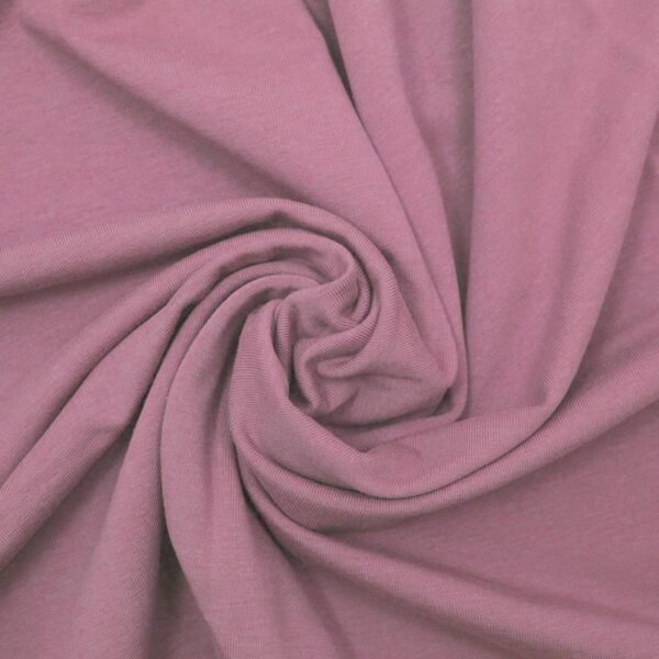 Organic Cotton Jersey Dress Fabric Plain in Dusty Mauve 44