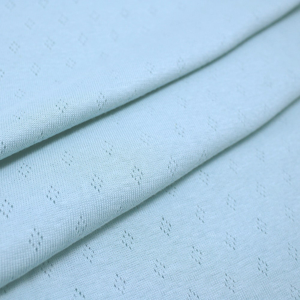 Pointelle Fine Cotton Jersey | Dusty Blue | Higgs & Higgs Fabric